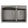 34" Top Mount Large/Small Bowl Quartz Kitchen Sink Concrete Karran QT-721-CN