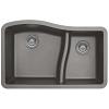 32" Undermount Large/Small Bowl Quartz Kitchen Sink Concrete Karran QU-630-CN