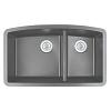 32" Undermount Large/Small Bowl Quartz Kitchen Sink Grey Karran QU-711-GR