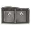33" Undermount Double Equal Bowl Quartz Kitchen Sink Concrete Karran QU-720-CN
