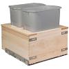 17-7/8" Signature Series 50 Quart Double Bottom Mount Waste Container Maple/Gray Century Components SIGBM17PF-50-GR