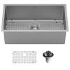 Select 30" Undermount Single Bowl Kitchen Sink Kit 16 Gauge Stainless Steel Karran SU74-PK1