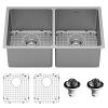 Select 30" Undermount Double Equal Bowl Kitchen Sink Kit 16 Gauge Stainless Steel Karran SU76-PK1
