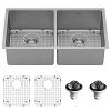 Select 32" Undermount Double Equal Bowl Kitchen Sink Kit 16 Gauge Stainless Steel Karran SU77-PK1