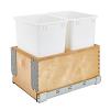 Double 35 Quart Bottom Mount Waste Container with Soft Close and Wood Carriage WE Preferred SZWWB235WH