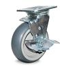 8" Plate Mount Medium Heavy Duty Swivel Caster with Brake Gray TPR DH Casters C-MHD8TPSB