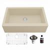 Farmhouse/Apron-Front Quartz Composite 34" Single Bowl Kitchen Sink Kit Bisque Karran QA-740-BI-PK1