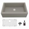 Farmhouse/Apron-Front Quartz Composite 34" Single Bowl Kitchen Sink Kit Concrete Karran QA-740-CN-PK1