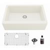 Farmhouse/Apron-Front Quartz Composite 34" Single Bowl Kitchen Sink Kit White Karran QA-740-WH-PK1