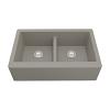 34" Retrofit Undermount Double Equal Bowl Quartz Farmhouse Kitchen Sink Concrete Karran QA-750-CN