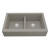 34" Retrofit Undermount Double Equal Bowl Quartz Farmhouse Kitchen Sink Concrete Karran QAR-750-CN