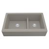 34" Retrofit Undermount Large/Small Bowl Quartz Farmhouse Kitchen Sink Concrete Karran QAR-760-CN