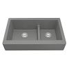 34" Retrofit Undermount Large/Small Bowl Quartz Farmhouse Kitchen Sink Grey Karran QAR-760-GR