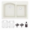 Drop-In Quartz Composite 33" 60/40 Double Bowl Kitchen Sink Kit White Karran QT-610-WH-PK1