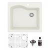 Drop-In Quartz Composite 25" Single Bowl Sink Kit White Karran QT-671-WH-PK1