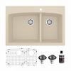 Drop-In Quartz Composite 33" 60/40 Double Bowl Kitchen Sink Kit Bisque Karran QT-711-BI-PK1