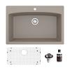 Drop-In Quartz Composite 33" Single Bowl Kitchen Sink Kit Concrete Karran QT-712-CN-PK1
