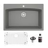 Drop-In Quartz Composite 33" Single Bowl Kitchen Sink Kit Grey Karran QT-712-GR-PK1