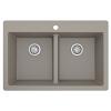 33" Top Mount Double Equal Bowl Quartz Kitchen Sink Concrete Karran QT-810-CN
