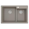 33" Top Mount Large/Small Bowl Quartz Kitchen Sink Concrete Karran QT-811-CN