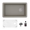 Undermount Quartz Composite 32" Single Bowl Kitchen Sink Kit Concrete Karran QU-670-CN-PK1
