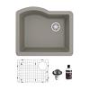 Undermount Quartz Composite 24" Single Bowl Kitchen Sink Kit Concrete Karran QU-671-CN-PK1