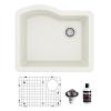 Undermount Quartz Composite 24" Single Bowl Kitchen Sink Kit White Karran QU-671-WH-PK1