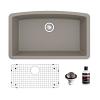 Undermount Quartz Composite 32" Single Bowl Kitchen Sink Kit Concrete Karran QU-712-CN-PK1