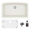 Undermount Quartz Composite 32" Single Bowl Kitchen Sink Kit White Karran QU-712-WH-PK1