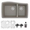 33" Undermount Double Bowl 60/40 Quartz Composite Kitchen Sink Kit Concrete Karran QU-721-CN-PK1