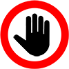 icon image of Hand in red circle